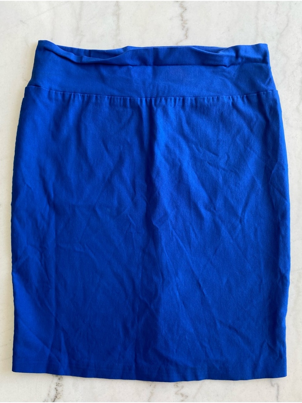 Urvana Chic Royal Blue Pencil Skirt - High-Waisted Stretch Bodycon Size Large.
